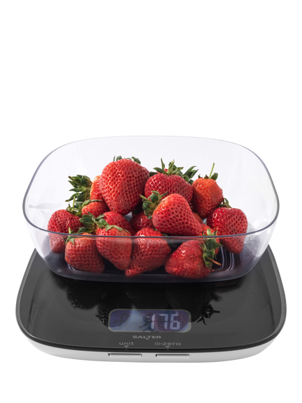 Salter Contour High Capacity Digital Kitchen Scale with Bowl, 20kg, Black