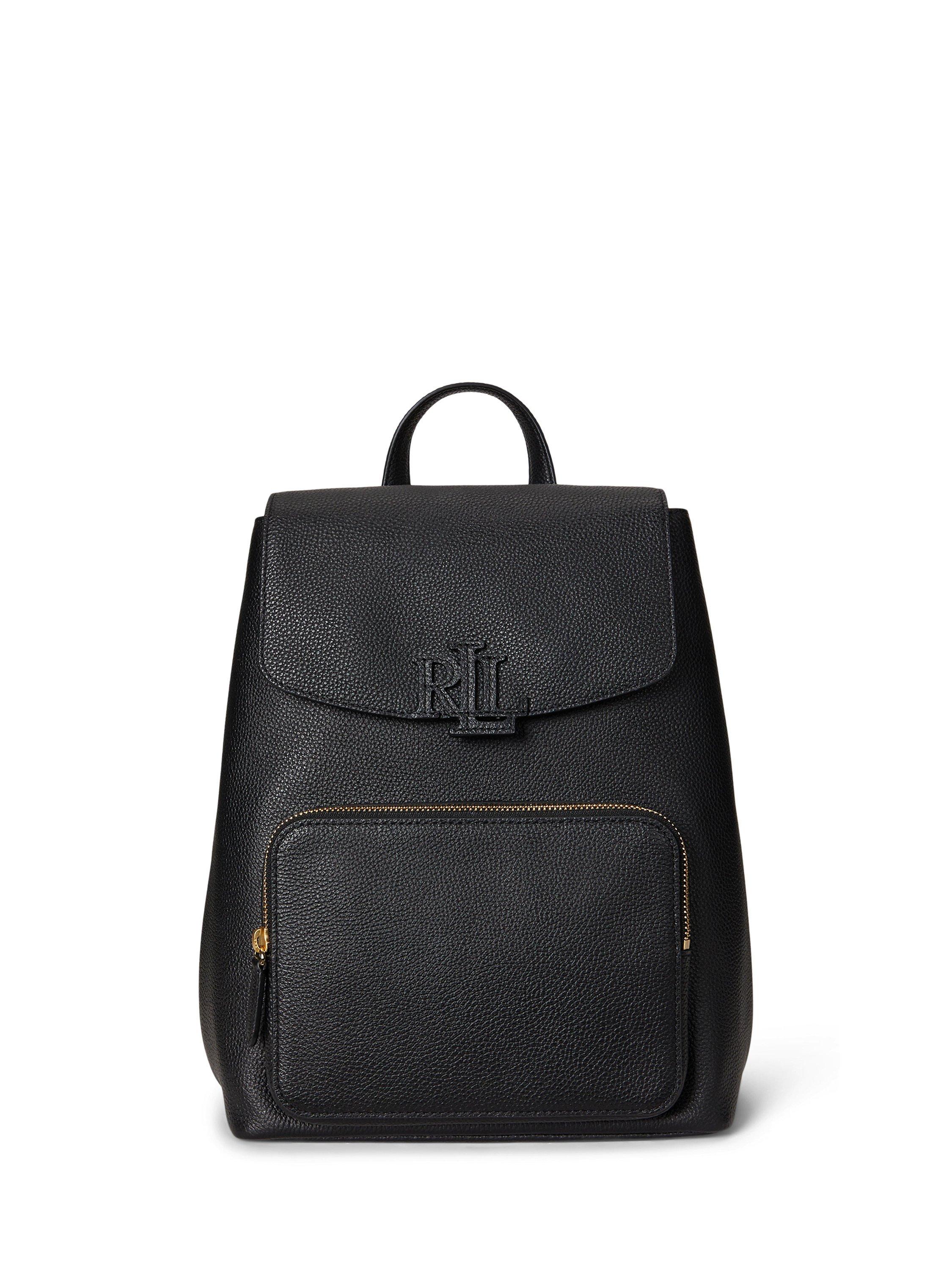 Product image 1 of 5, which shows Lauren Ralph Lauren Cameryn Leather Backpack, Black