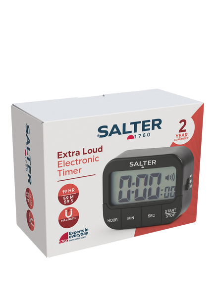 Salter Extra Loud Beeper Digital Electronic Kitchen Timer, Black - view 2, Black