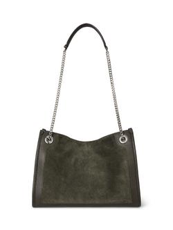 Lauren Ralph Lauren Bradley Suede Medium Shopper Tote Bag, Dark Olive - view 2, Dark Olive