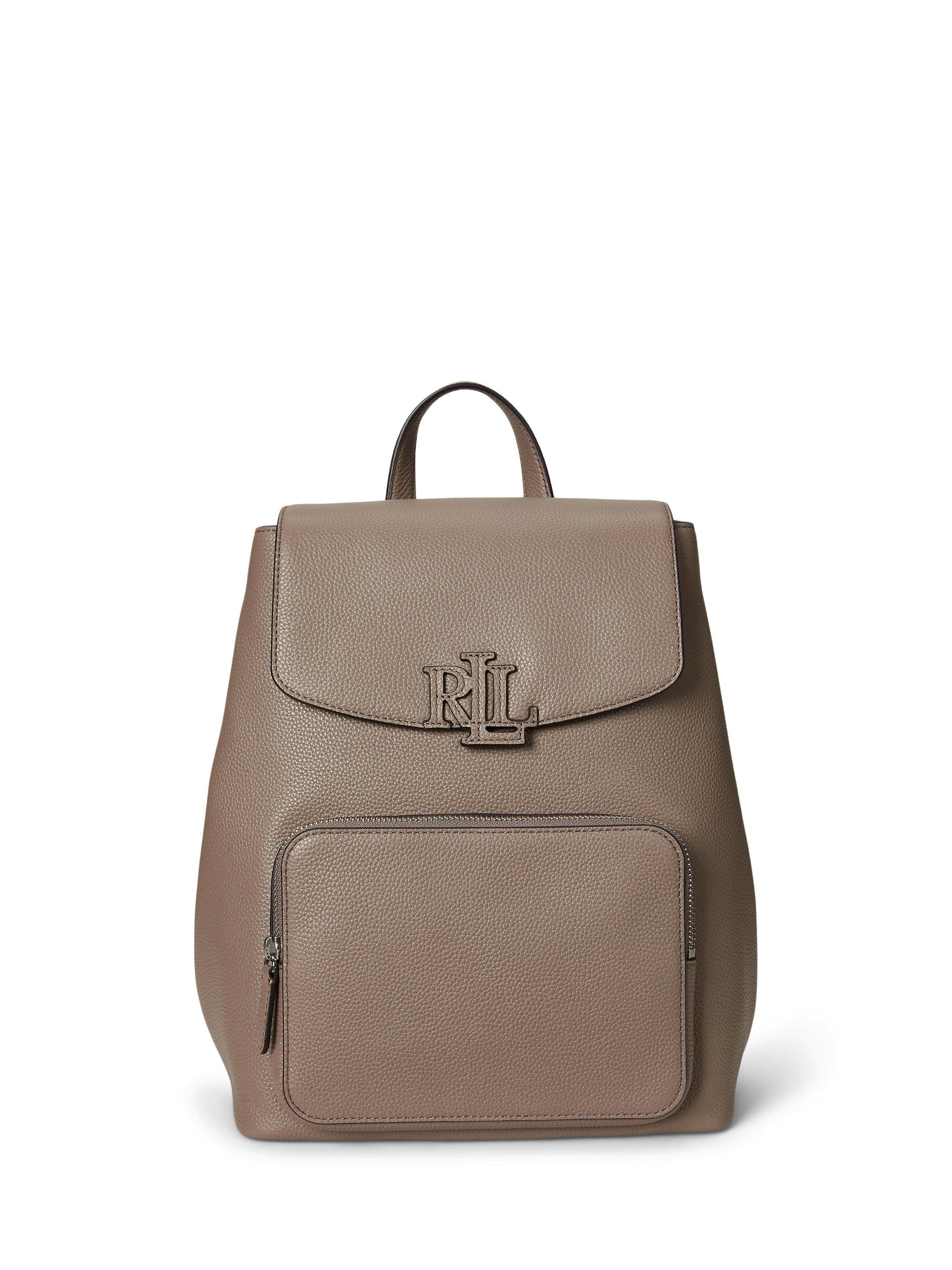 Product image 1 of 6, which shows Lauren Ralph Lauren Cameryn Leather Backpack, Taupe