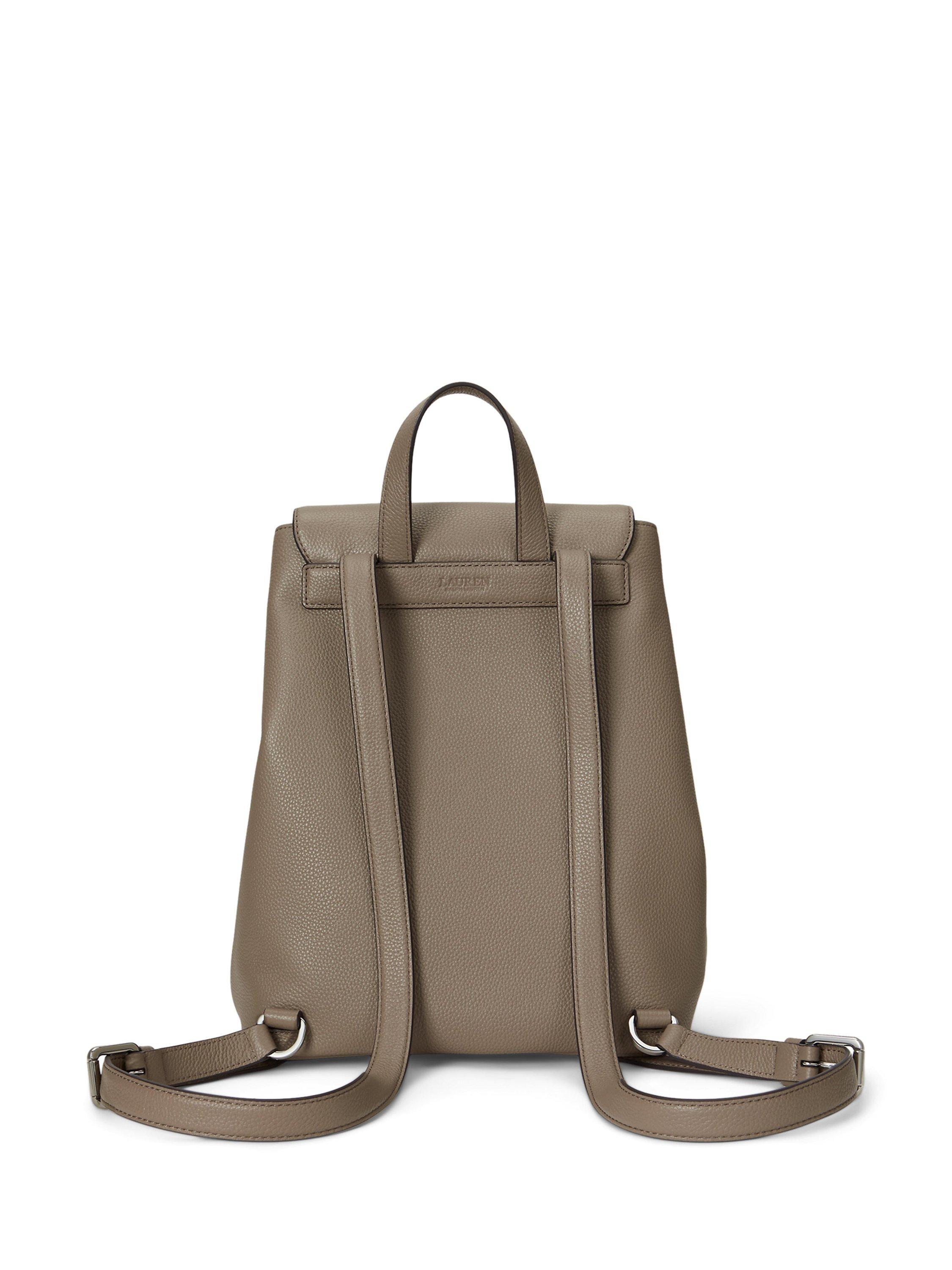 Product image 3 of 6, which shows Lauren Ralph Lauren Cameryn Leather Backpack, Taupe
