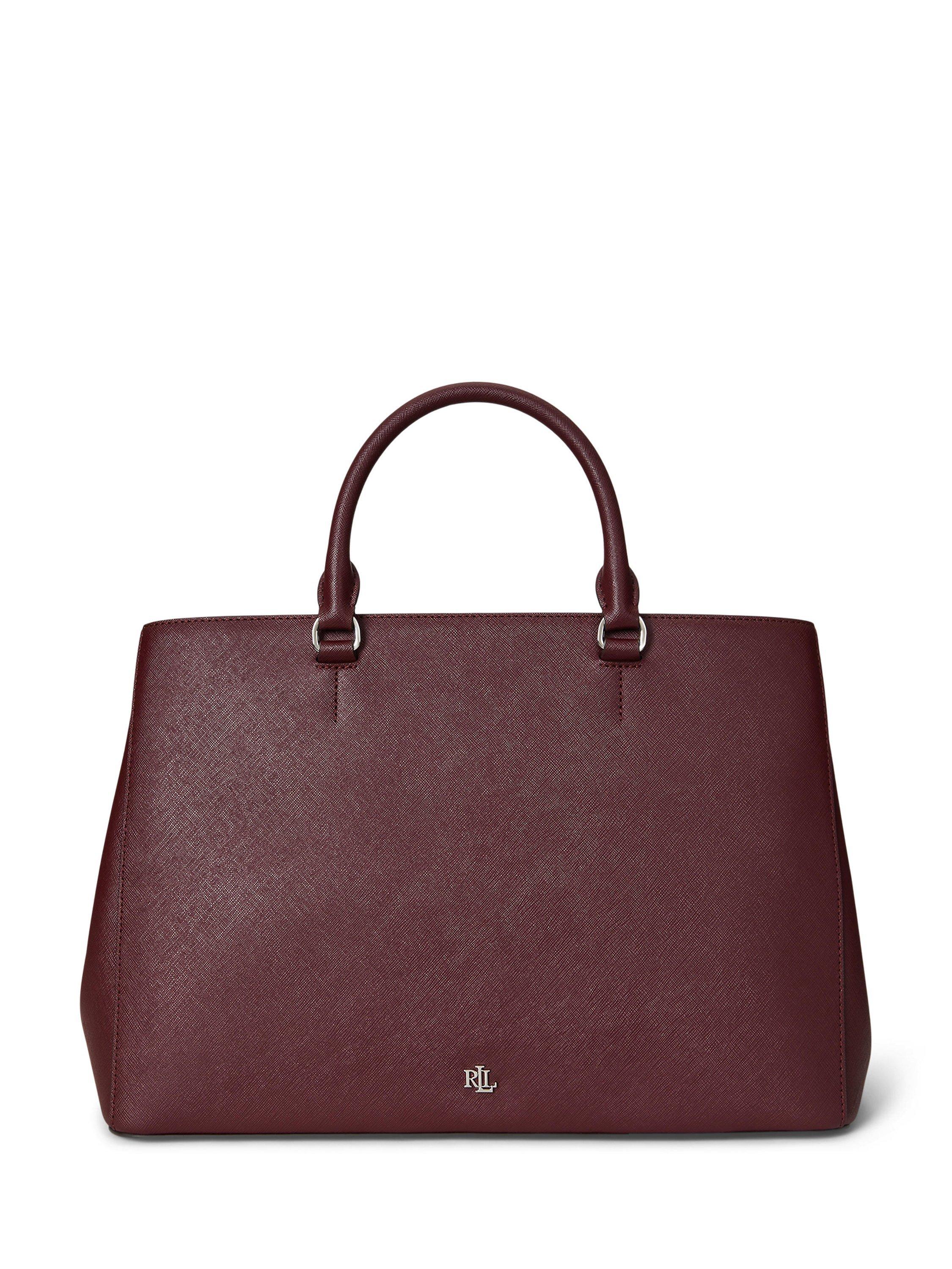Lauren Ralph Lauren Hannah Leather Large Satchel Bag, Dark Garnet