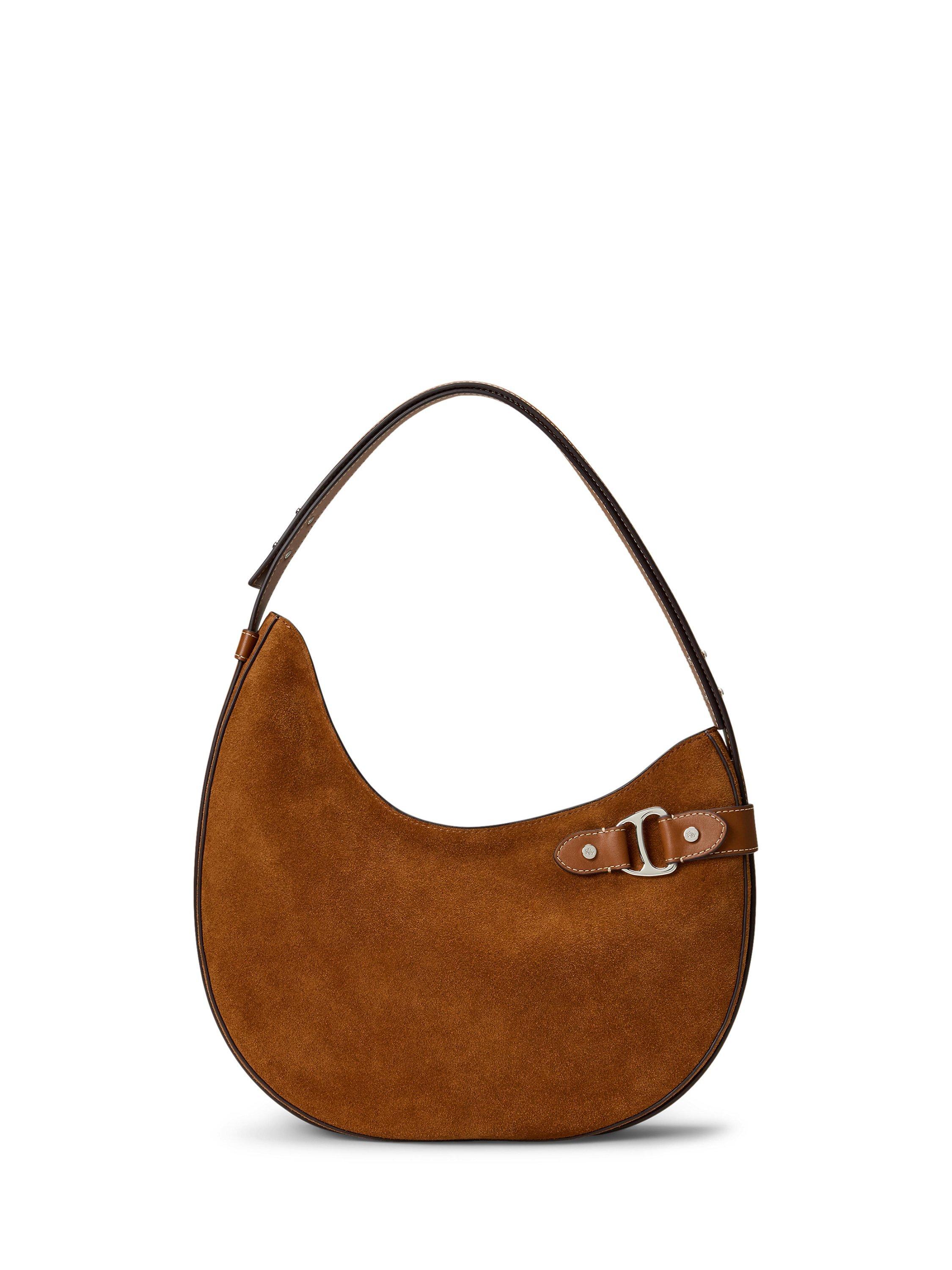 Lauren Ralph Lauren Suede Large Tasha Shoulder Bag,Tan