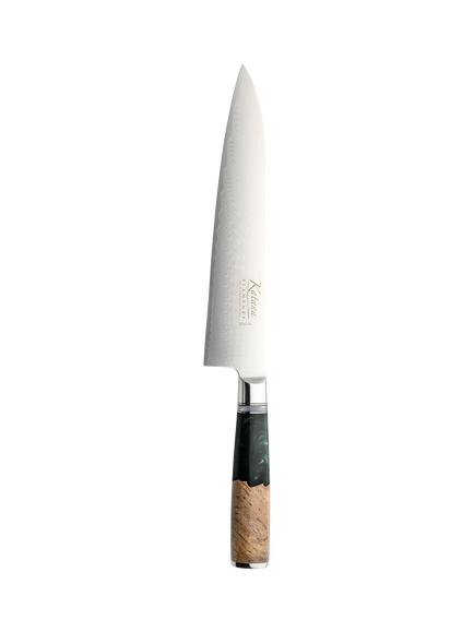 Katana Saya Elements Damascus Steel & Rainforest Handle Chef's Knife, 20cm, Rainforest Green