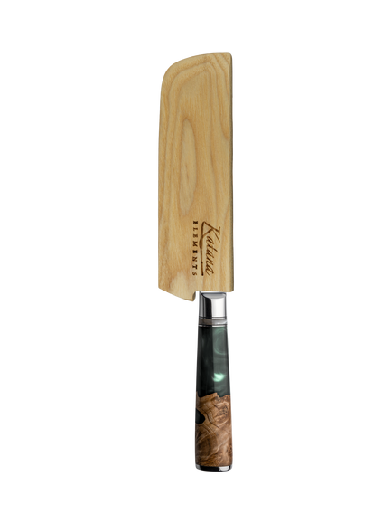Katana Saya Elements Damascus Steel & Rainforest Handle Nakiri Kitchen Knife, 18cm - view 2, Rainforest Green