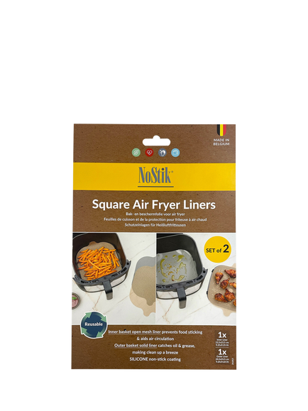 NoStik Air Fryer Square Reusable Non-Stick Liner, Pack of 2, Beige