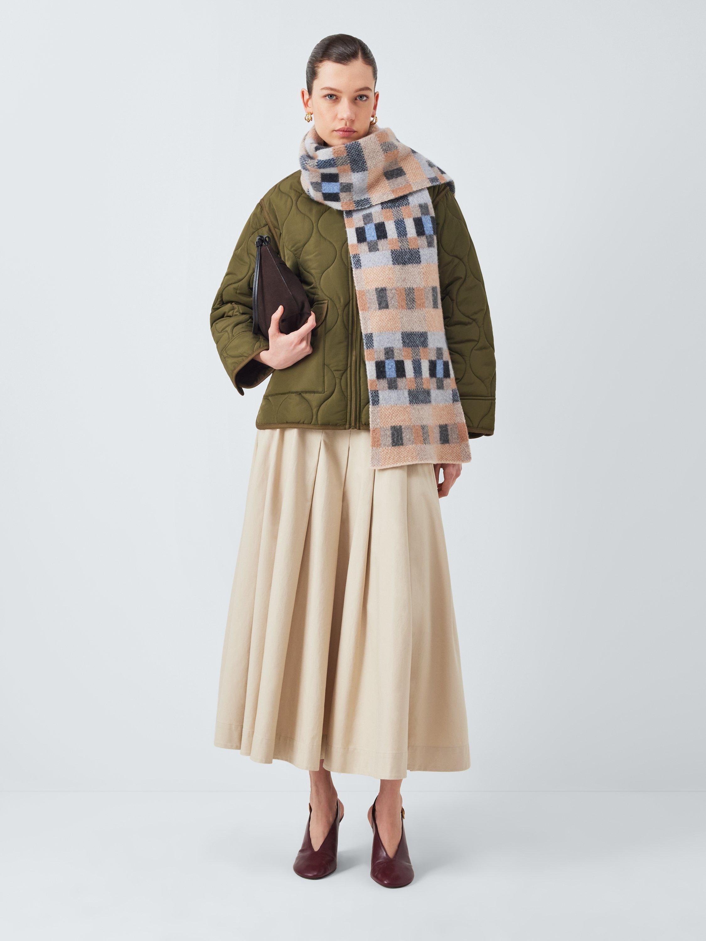 Product image 5 of 5, which shows Quinton + Chadwick Brushed Wool Block Scarf, Natural/Multi