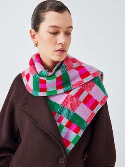 Quinton + Chadwick Brushed Wool Block Scarf, Red/Multi
