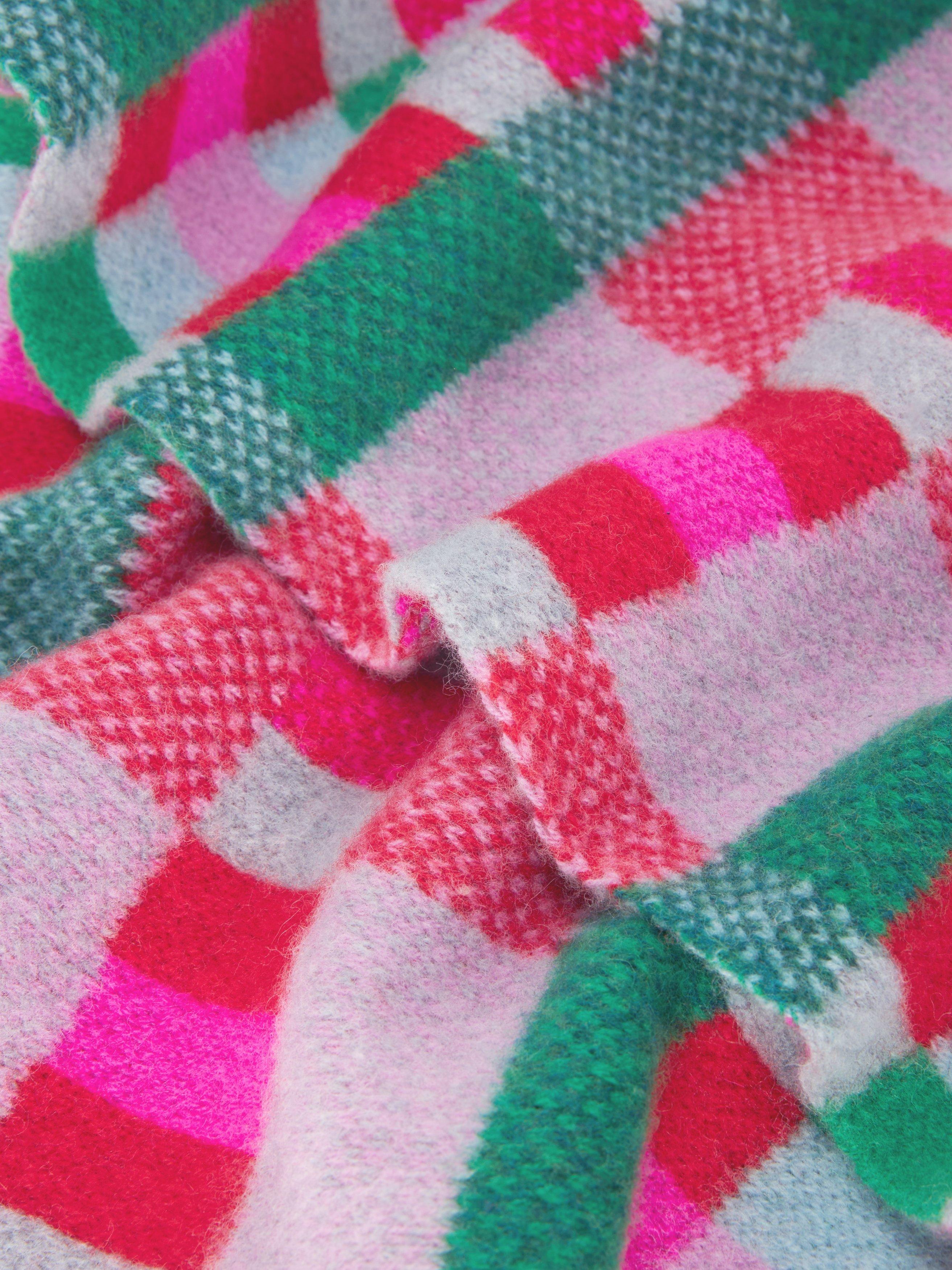 Product image 3 of 5, which shows Quinton + Chadwick Brushed Wool Block Scarf, Red/Multi