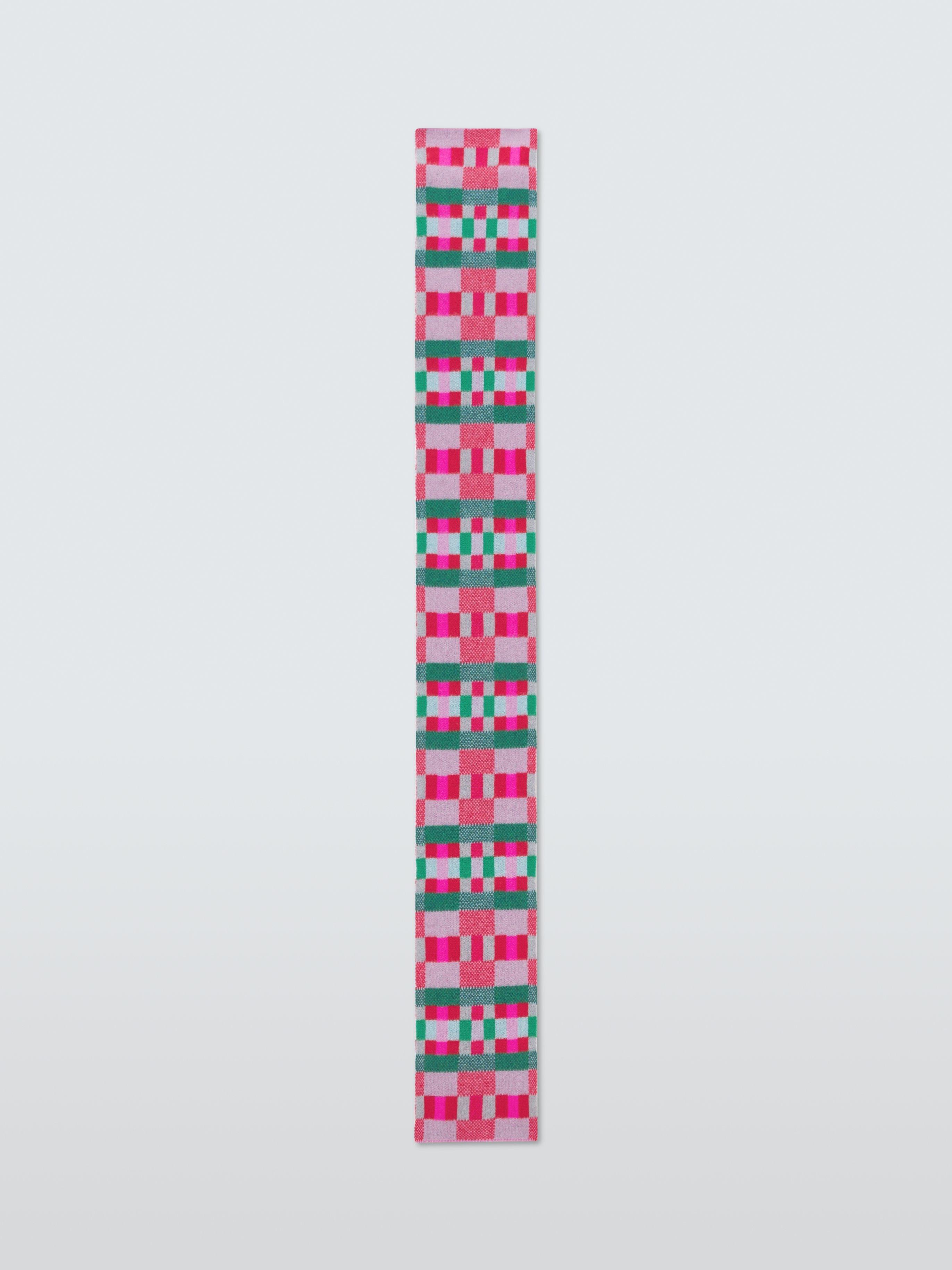 Product image 4 of 5, which shows Quinton + Chadwick Brushed Wool Block Scarf, Red/Multi