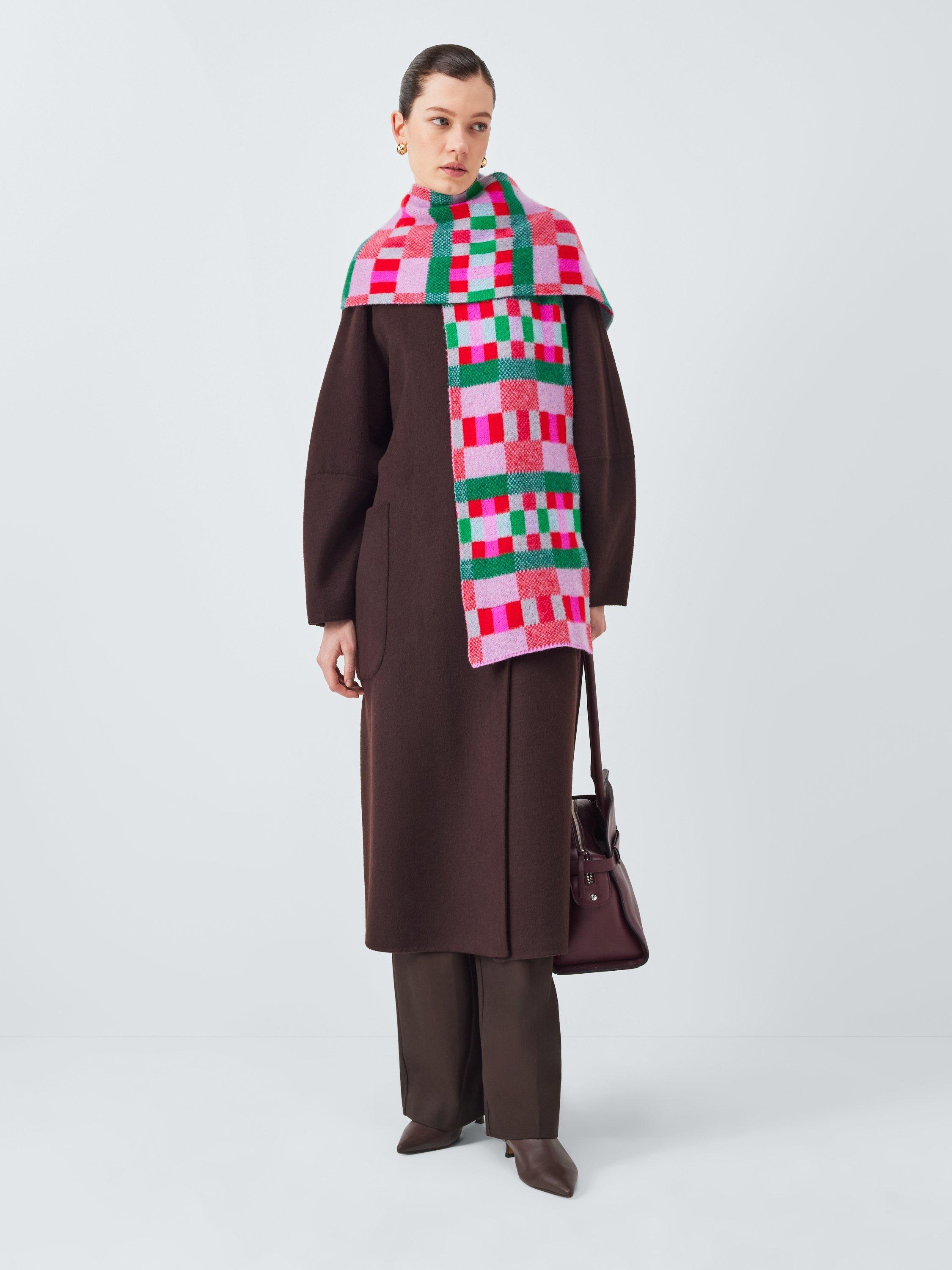 Product image 5 of 5, which shows Quinton + Chadwick Brushed Wool Block Scarf, Red/Multi
