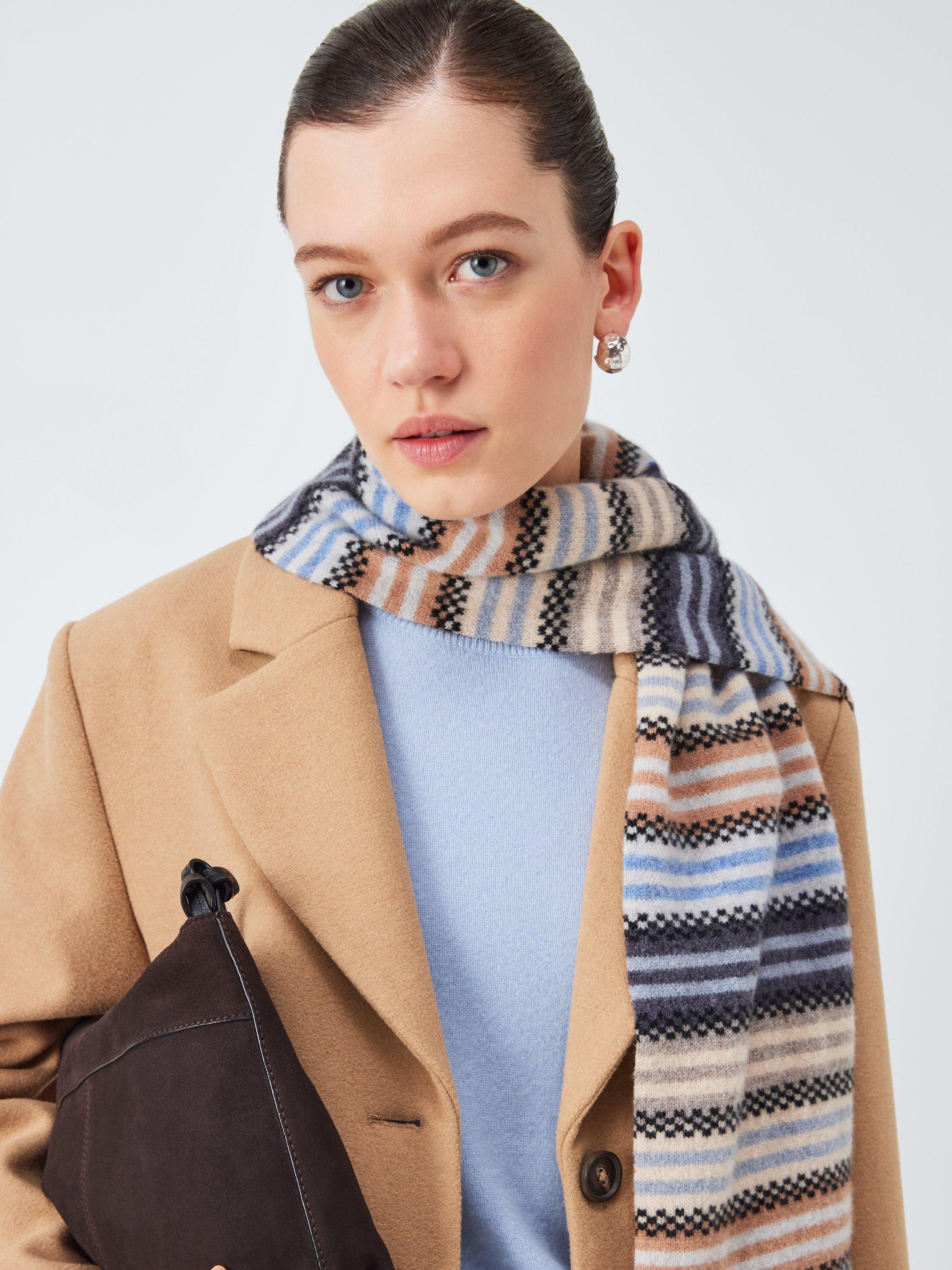 Product image 1 of 5, which shows Quinton + Chadwick Wool Small Stripe Scarf, Natural/Multi