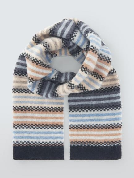 Quinton + Chadwick Wool Small Stripe Scarf, Natural/Multi - view 2, Natural Multi