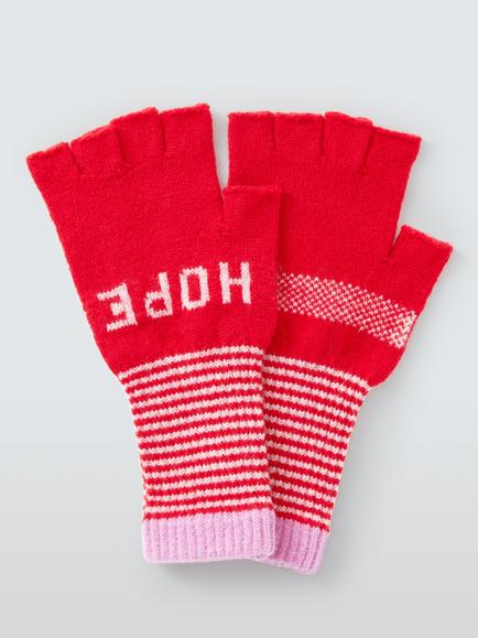 Quinton + Chadwick Love & Hope Fingerless Wool Gloves - view 2, Red/Multi