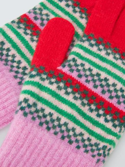 Quinton + Chadwick Block Stripe Wool Gloves - view 2, Red/Multi