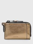 AllSaints Remy Leather Zip Around Card Holder, Warm Brass