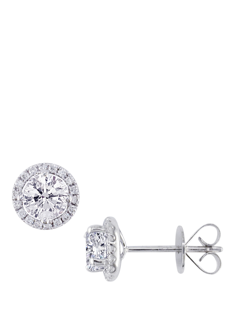 Product image 1 of 3, which shows E.W Adams 18ct White Gold Diamond Cluster Earrings