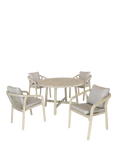 KETTLER Cora 4-Seater Round Garden Dining Table & Chairs Set, FSC-Certified (Acacia Wood), Natural