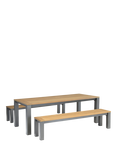 KETTLER Elba 8-Seater Garden Dining Table & Bench Set, FSC-Certified (Teak Wood), Grey