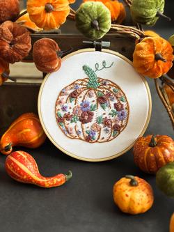 MakeBox & Co Pretty Pumpkin Embroidery Kit - view 2, Multi