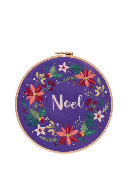 Oh Sew Bootiful Noel Christmas Wreath Embroidery Hoop Kit, Multi