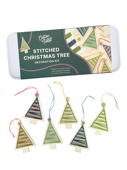Cotton Twist Christmas Tree Stitched Decoration Craft Kit, Multi