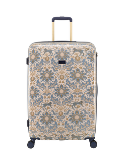Joules Damask 4-Wheel 75cm Hard Sided Large Trolley Suitcase, 93L, Damask