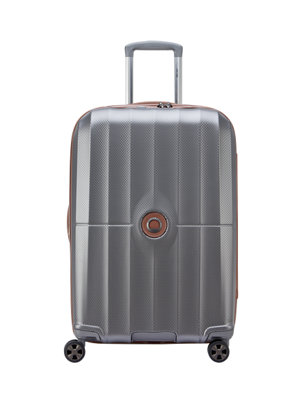 DELSEY Carrousel 4-Wheel 67cm Expandable Medium Trolley Suitcase, 77L, Platinum