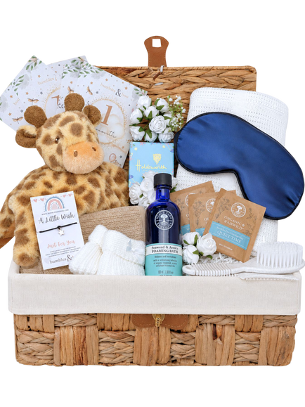 Bumbles & Boo Little Giraffe Mum & Baby Gift Hamper with Personalised Card, White/Beige/Navy