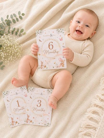 Bumbles & Boo Little Giraffe Mum & Baby Gift Hamper with Personalised Card - view 2, White/Beige/Navy