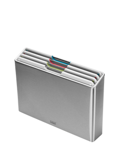 Joseph Joseph Folio Stainless Steel Case & Colour Coded Chopping Boards, Light Stone