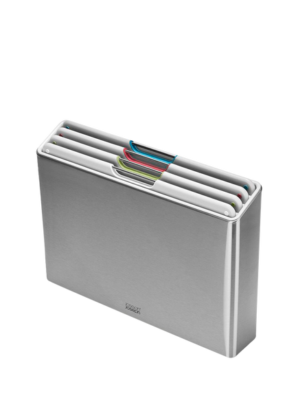 Joseph Joseph Folio Stainless Steel Case & Colour Coded Chopping Boards, Light Stone, Light Stone