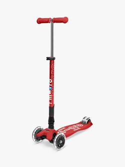 Micro Scooters Maxi Deluxe Foldable LED Scooter, Red, Bright Red