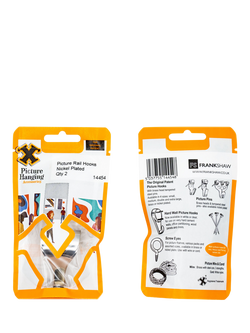 Frank Shaw Picture Rail Hooks, Pack of 2, Nickel Plated - view 2, Np
