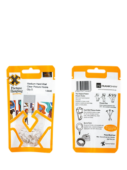 Frank Shaw Medium Hard Wall Hooks, Pack of 6, Clear - view 2, Transparent