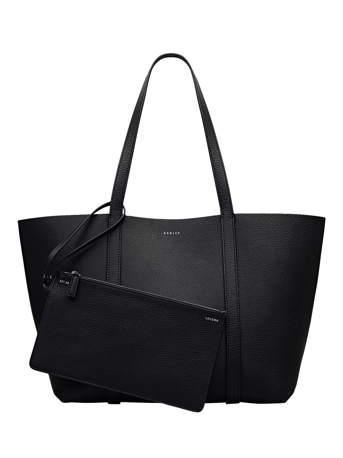 Product image 1 of 6, which shows Radley Hanbury Row Leather Reversible Tote Bag, Black