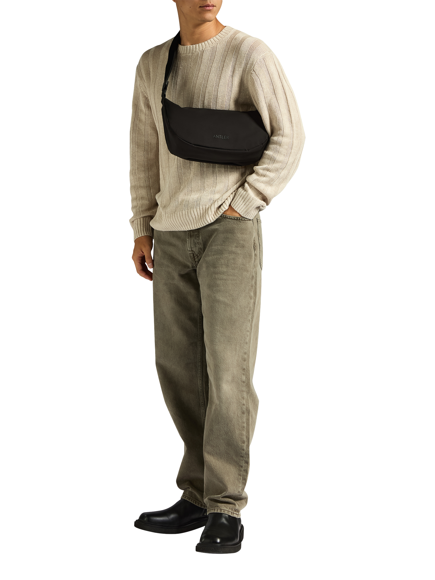 Product image 5 of 5, which shows Antler Icon Sling Bag, Black