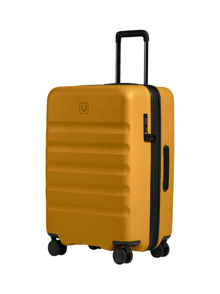 Antler Icon Stripe 4-Wheel 68cm Medium Expandable Suitcase, Mustard Yellow