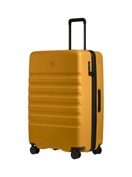 Antler Icon Stripe 4-Wheel 78cm Large Expandable Spinner Suitcase, 133L, Mustard Yellow
