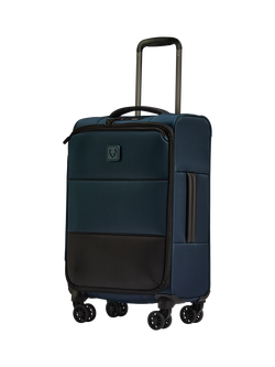 Antler Soft Stripe 2.0 4-Wheel Suitcase, 55cm, Sand, Navy