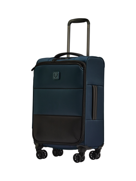 Antler Soft Stripe 2.0 4-Wheel Suitcase, 55cm, Sand, Navy