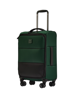 Antler Soft Stripe 2.0 4-Wheel Suitcase, 55cm, Sand, Dark Forest Green