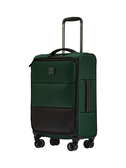 Antler Soft Stripe 2.0 4-Wheel Suitcase, 55cm, Sand, Dark Forest Green