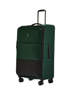 Antler Soft Stripe 2.0 4 Wheel 81cm Large Expandable Suitcase, Black, Dark Forest Green