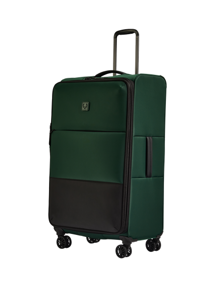 Antler Soft Stripe 2.0 4 Wheel 81cm Large Expandable Suitcase, Black, Dark Forest Green