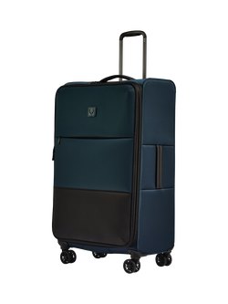 Antler Soft Stripe 2.0 4 Wheel 81cm Large Expandable Suitcase, Black, Navy