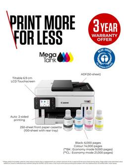 Canon MAXIFY GX6150 All-In-One Wireless Wi-Fi Printer, White - view 2, White