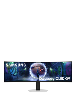 Samsung Odyssey OLED G93SD LS49DG934SUXXU Dual QHD Gaming Monitor, 49”, Silver, Silver