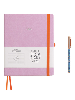 BLOX Stationery Desk Week to View 2026 Diary, Lilac, Lilac